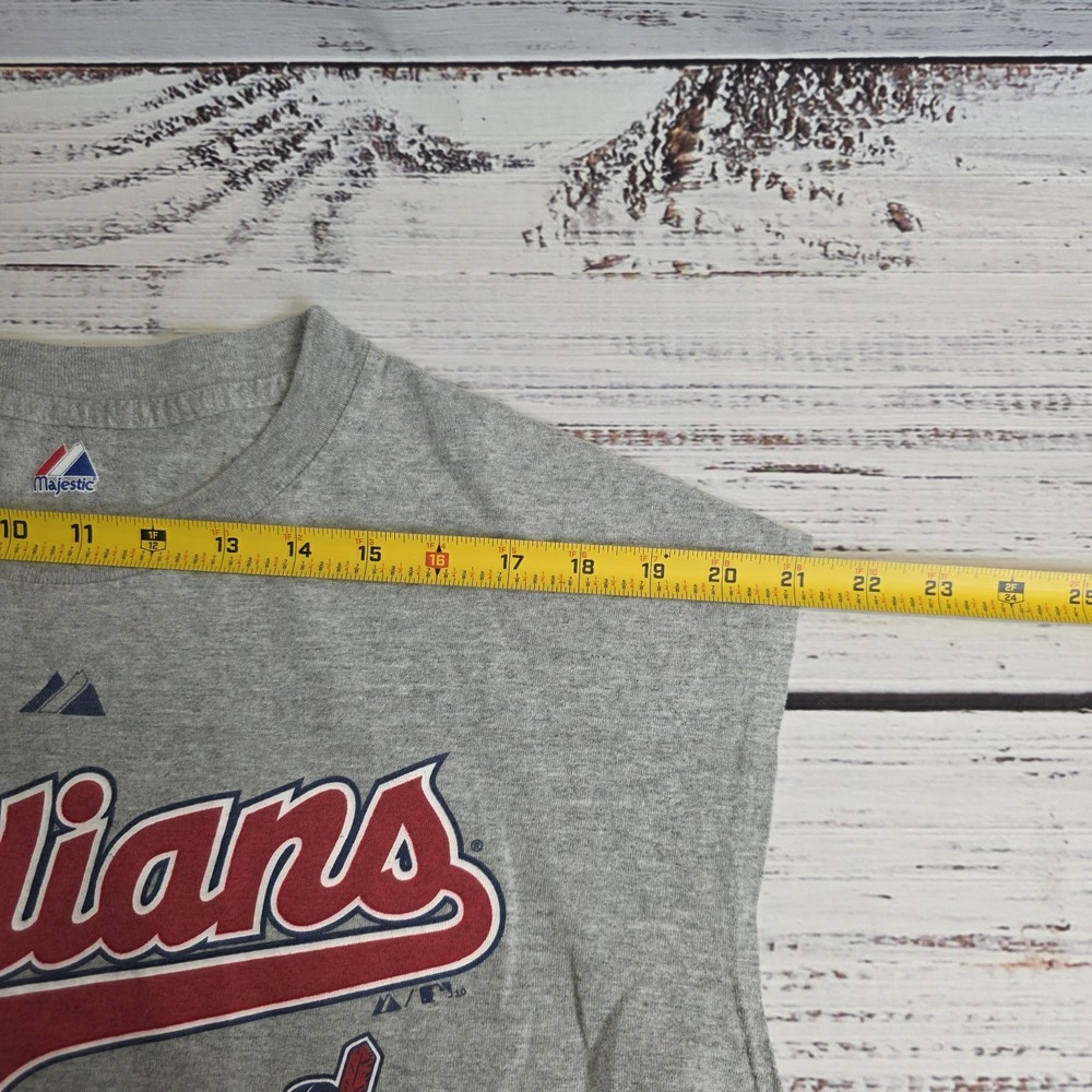 Majestic 2010 Cleveland Indians Cutoff Shirt Mens Large Gray Chief Wahoo Script - Picture 7 of 7